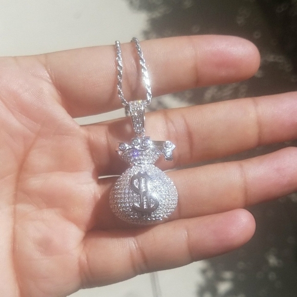 Other - Iced Out Money Bag - Solid 925 Sterling Silver